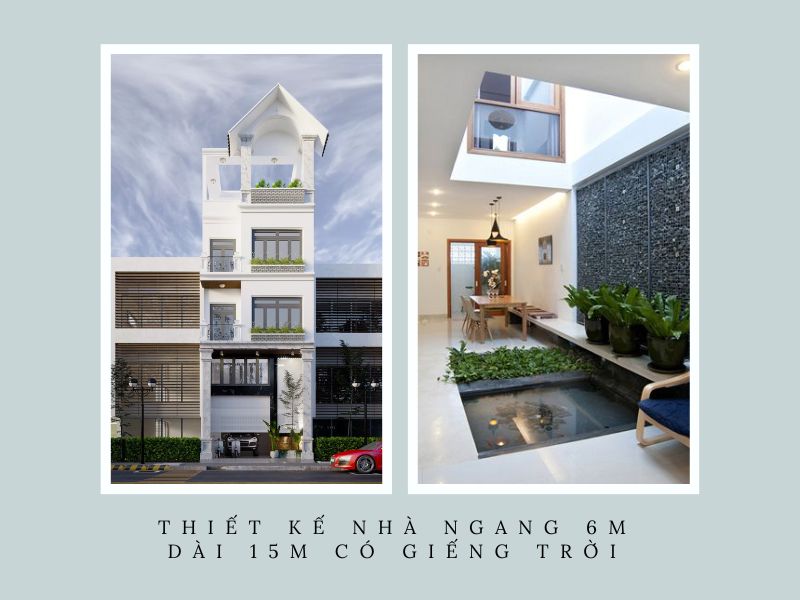 Nhà ống 4 tầng tân cổ điển có giếng trời mặt tiền 6m