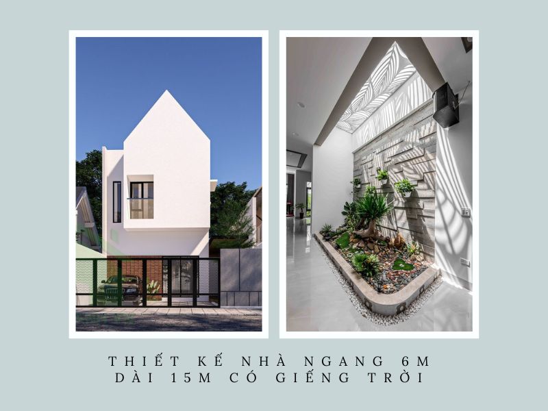 Nhà 6x15m hiện đại tạo hình độc đáo có giếng trời