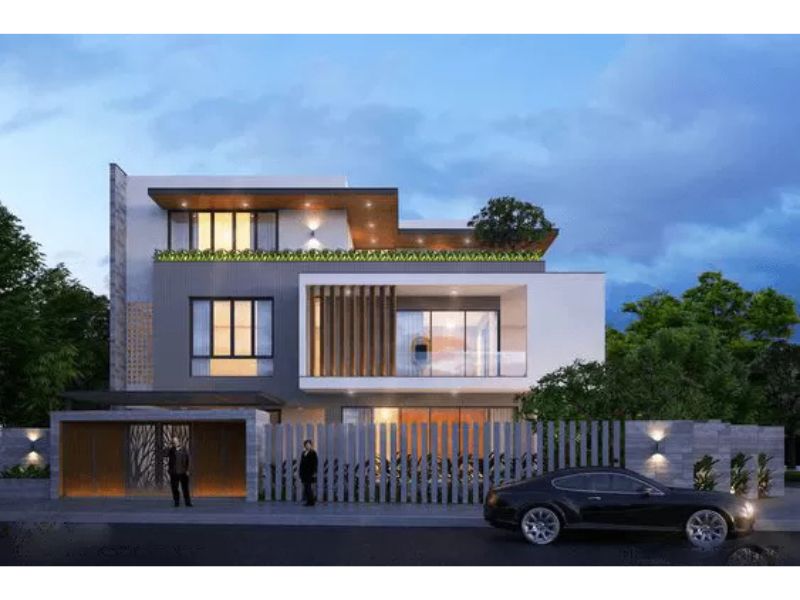 Nhà  2 tầng thiết kế hiện đại mặt tiền 15m