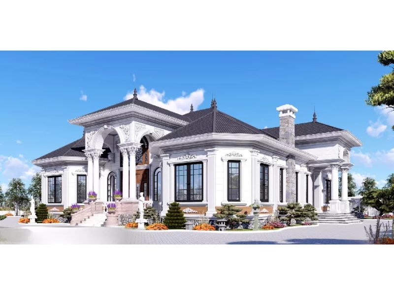 Kiến trúc nhà vườn tân cổ điển mặt tiền rộng 15m sâu 20m