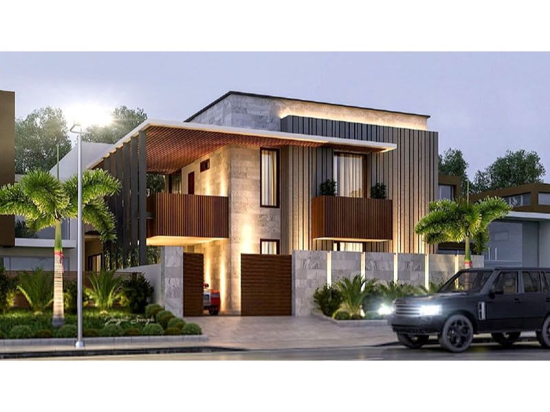 Kiến trúc nhà biệt thự 2 tầng mái bằng 6 phòng ngủ