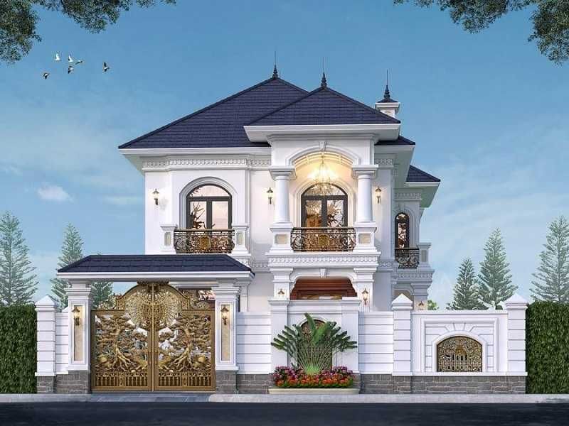 Biệt thự tân cổ điển mái Nhật thiết kế lan can sắt thẩm mỹ tạo điểm nhấn kiến trúc tinh tế
