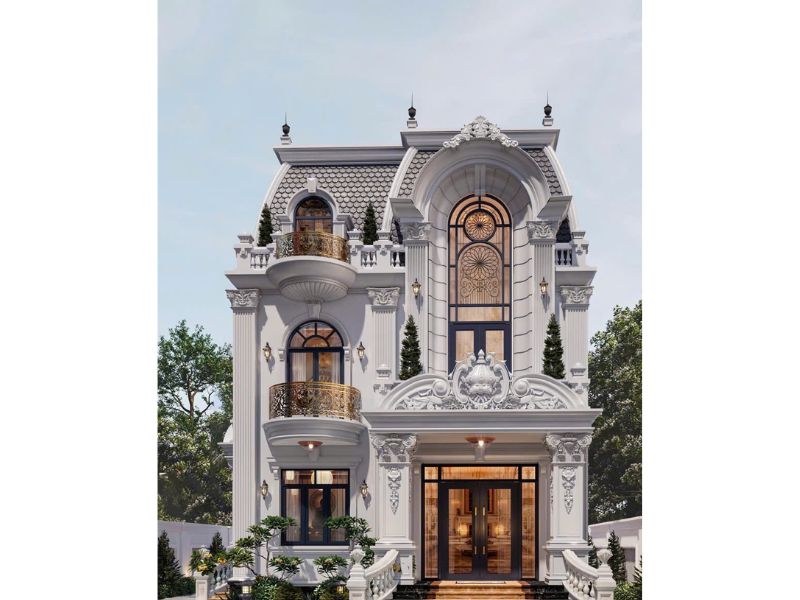 Biệt thự tân cổ 4 phòng ngủ sử dụng hệ mái Mansard 