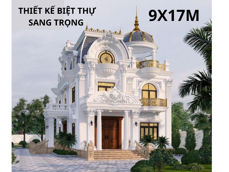 Biệt thự tân cổ điển kiểu Pháp kích thước 9x17m 