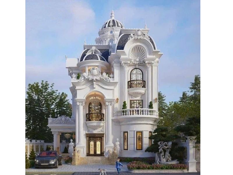 Thiết kế biệt thự tân cổ điển 2 tầng 9x17m với họa tiết chạm trổ cầu kỳ chuẩn quý tộc