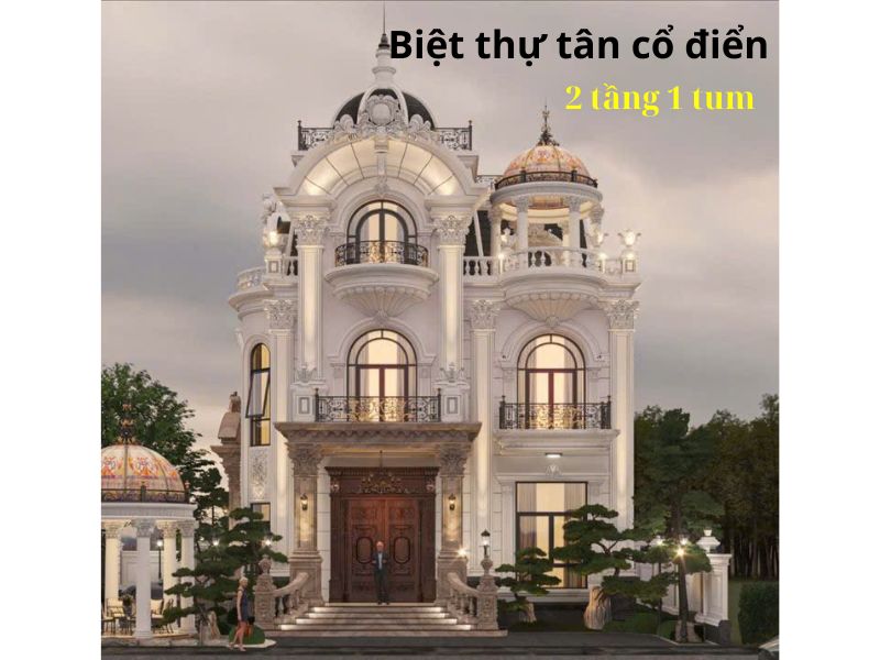 Biệt thự tân cổ điển 2 tầng 1 tum đẳng cấp, hoa lệ