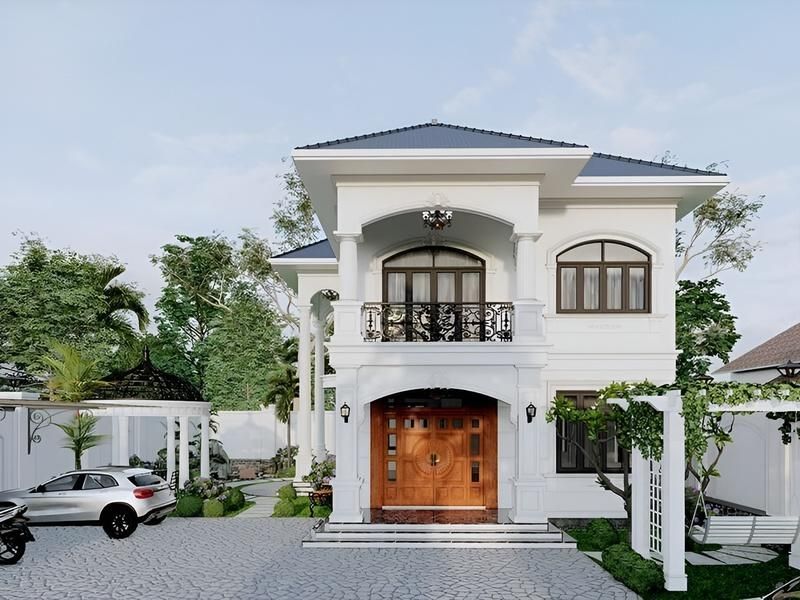 Biệt thự tân cổ điển 2 tầng 1 tỷ kết hợp sân vườn thoáng đãng