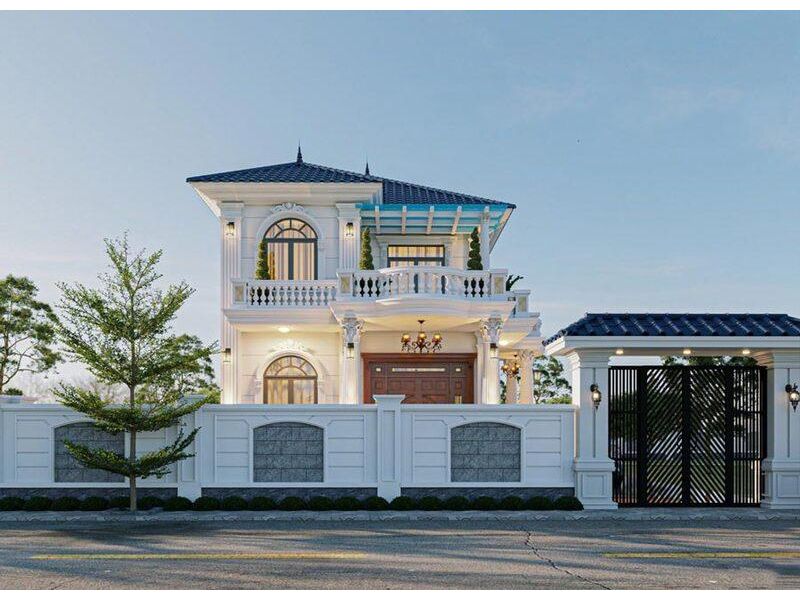 Biệt thự sử dụng màu sơn trắng toát lên vẻ đẹp thanh lịch, sang trọng