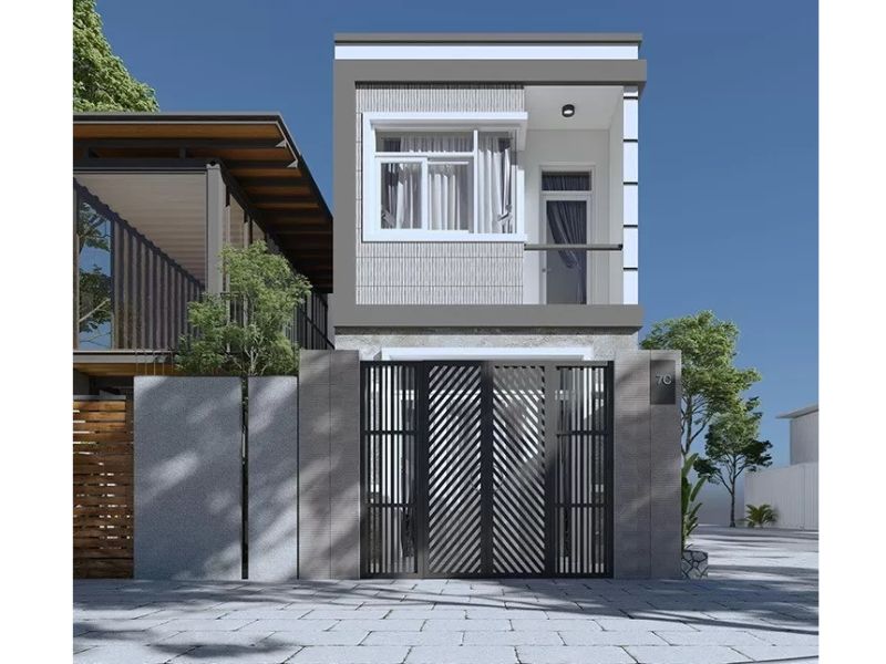 Phương án xây nhà trọ 2 tầng hiện đại mái bằng sử dụng vật tư tầm trung có chi phí giao động 1,3 - 1,48 tỷ đồng