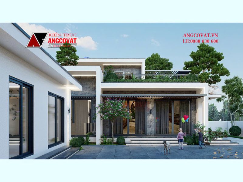 Nhà 1 tầng 1 tum mái bằng 90m2 đẹp mê lòng người