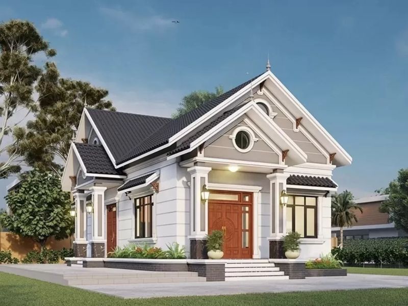 Mẫu nhà 1 tầng mái Thái 90m2 đẹp mắt