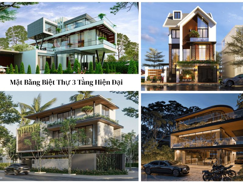 Tổng hợp các mẫu mặt bằng biệt thự 3 tầng hiện đại