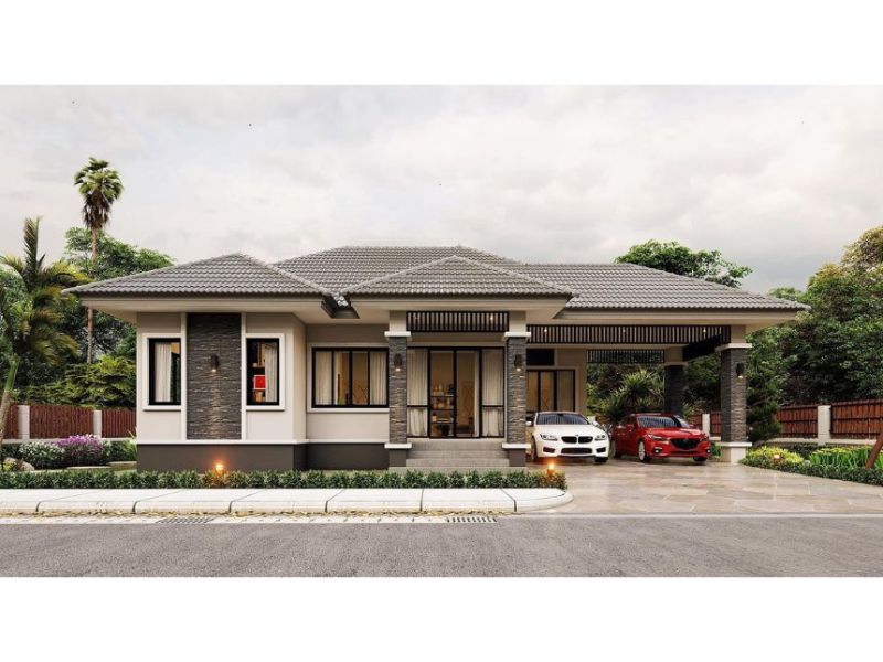 Nhà mái Nhật 1 tầng mặt tiền 9m có gara