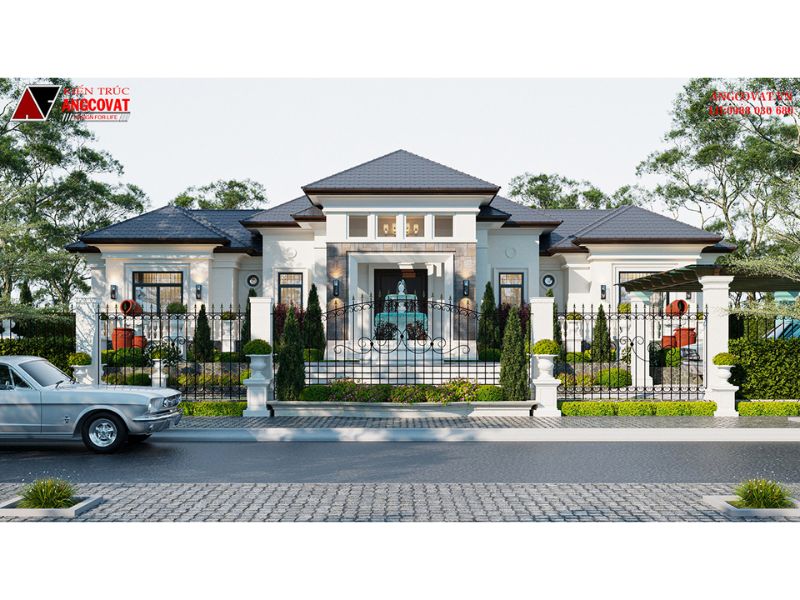 Biệt thự 1 tầng mái Nhật mặt tiền siêu rộng