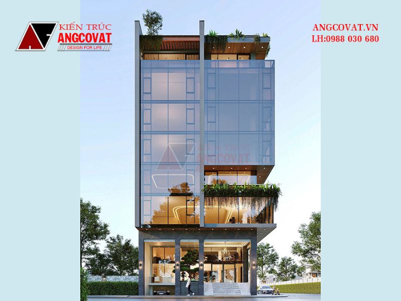 Mẫu thiết kế nhà 7 tầng 7x20m2 hiện đại có 2 tầng hầm