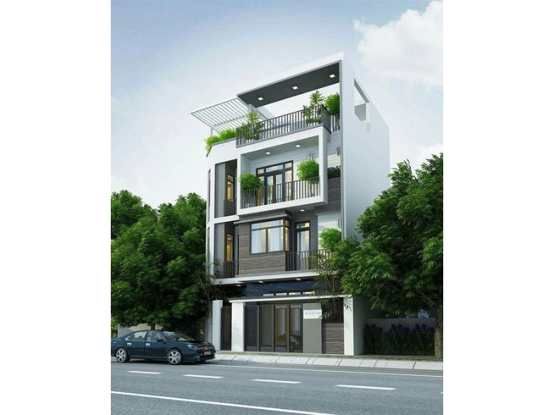 Nhà đẹp 3 tầng có sân thượng nhiều cây xanh