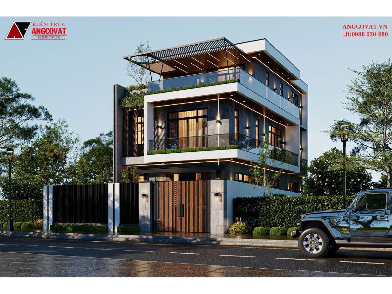 Kiến trúc nhà biệt thự 3 tầng hiện đại