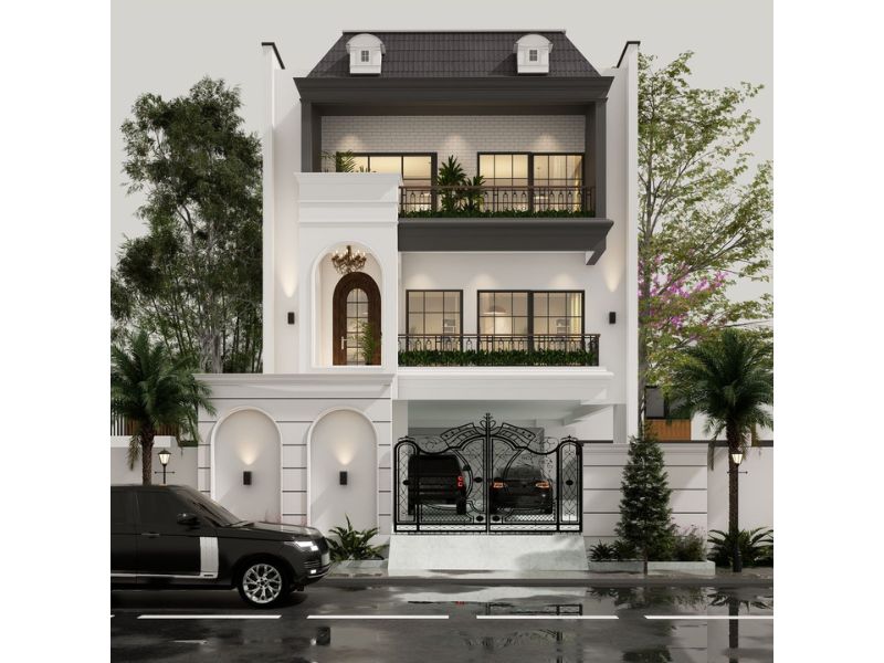 Các cách bố trí mặt tiền nhà 8x16m 3 tầng phù hợp