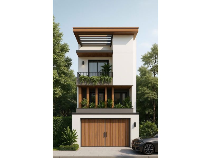 Nhà 3 tầng hiện đại kết hợp cây xanh