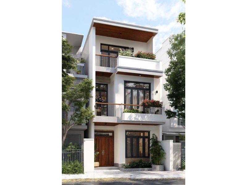 Không gian sống nhà 3 tầng đẹp mắt hiện đại mái bằng