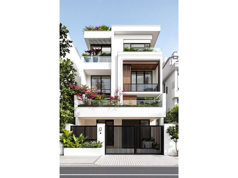 Kiến trúc nhà 3 tầng đẳng cấp có ban công rộng