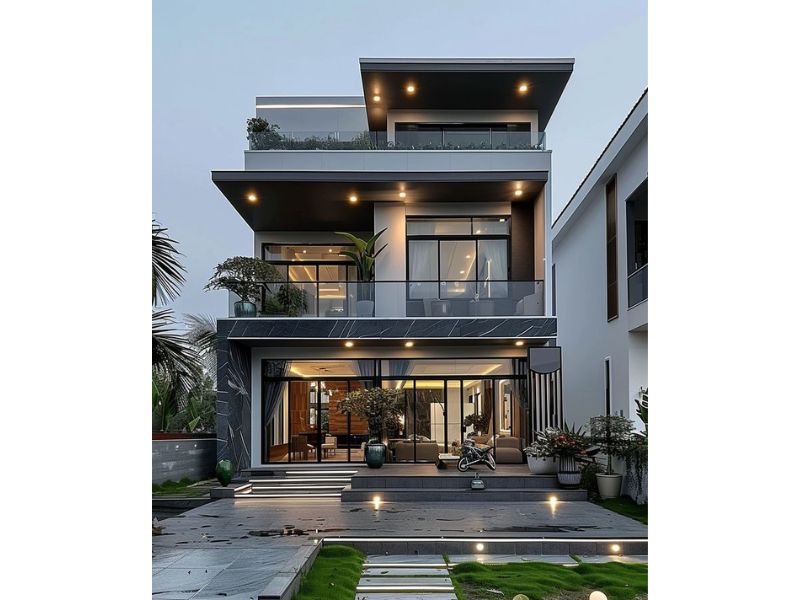 Nhà đẹp 3 tầng hiện đại gam màu tối