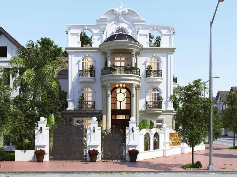 Kiến trúc nhà 3 tầng xây trên mảnh đất chéo