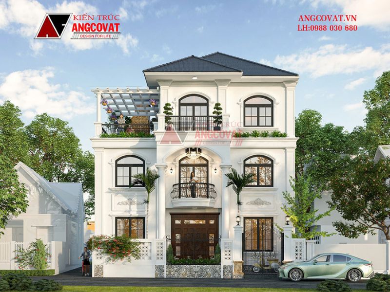 Biệt thự 3 tầng tân cổ mái Nhật