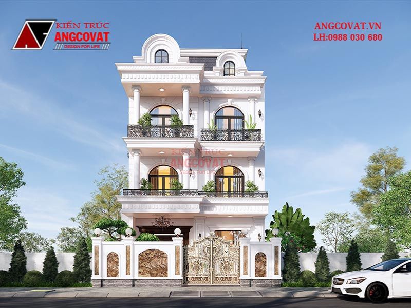 Kiến trúc nhà 3 tầng hệ mái Mansard đẹp mắt