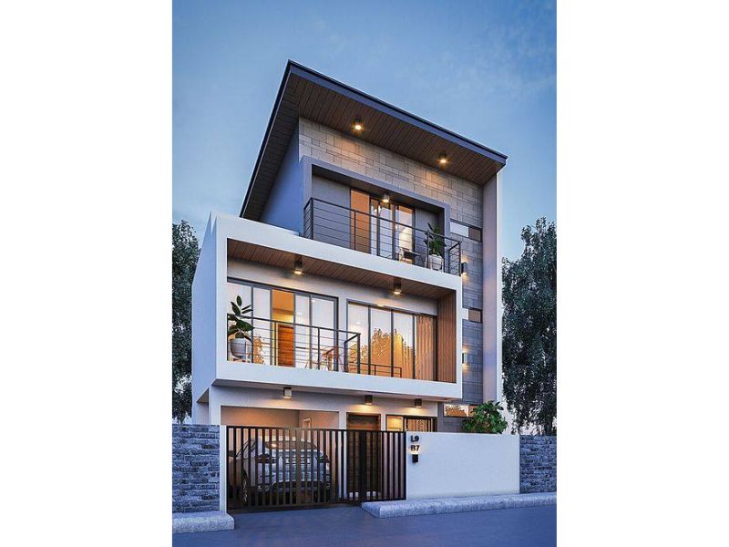 Nhà 3 tầng hiện đại mái Nhật đẹp