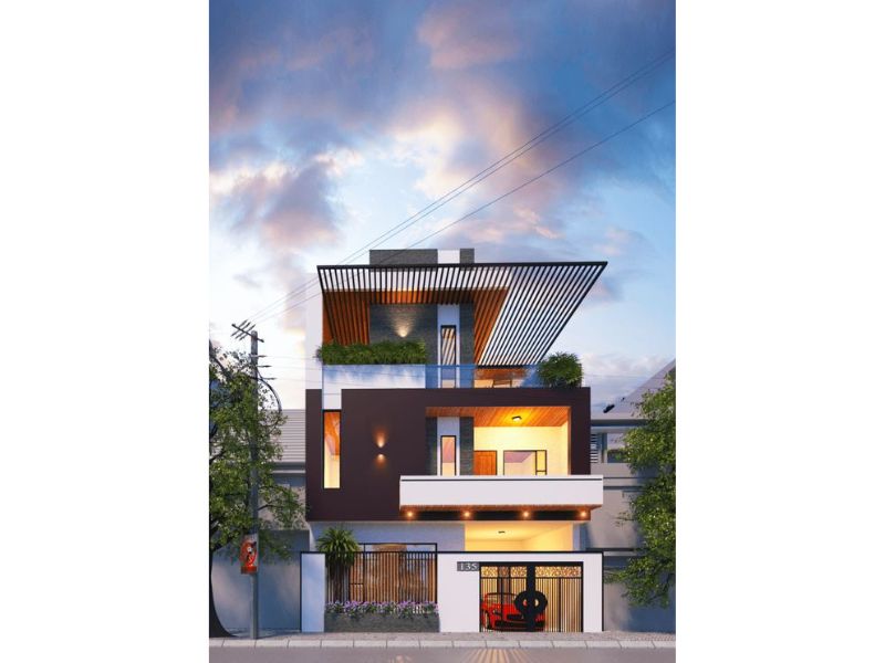 Công trình nhà 3 tầng hiện đại mặt tiền 8m.