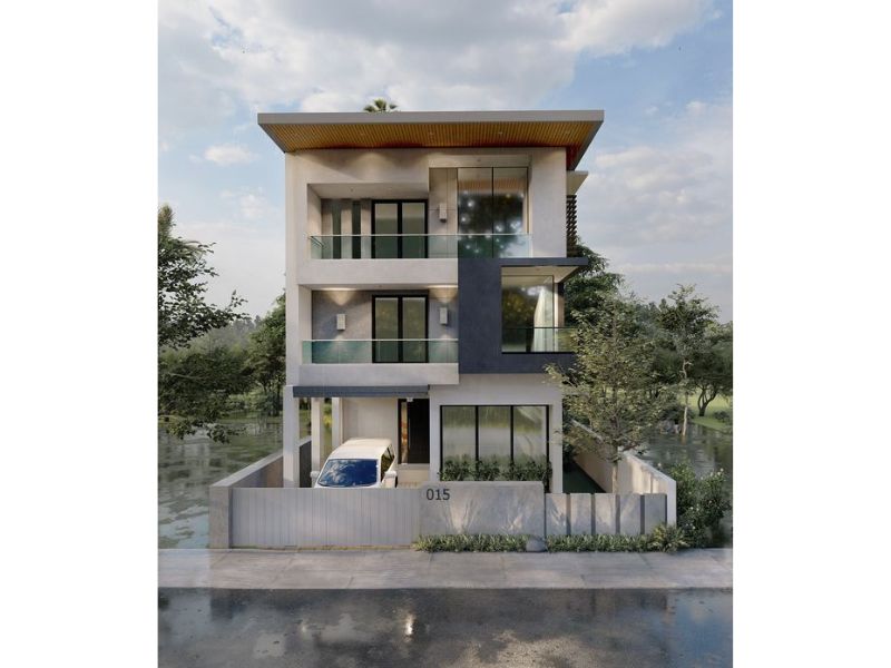 Kiến trúc nhà hiện đại có sân vườn rộng