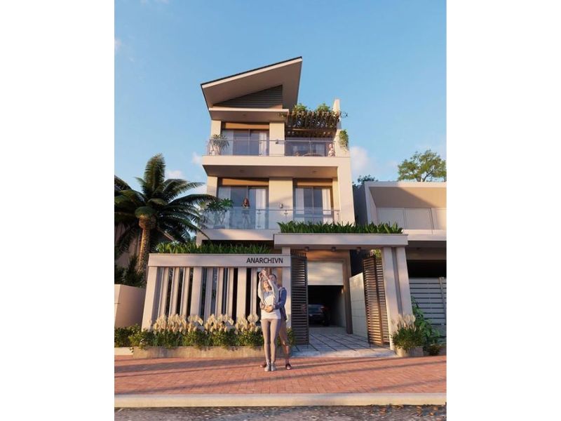 Nhà đẹp 3 tầng có gara tích hợp công năng