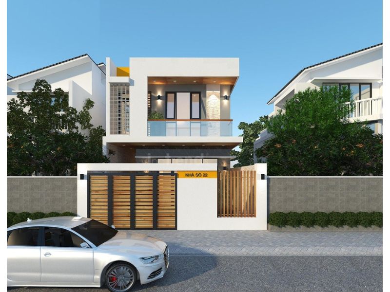 Kiến trúc đẹp nhà 2 tầng hiện đại 7x15m