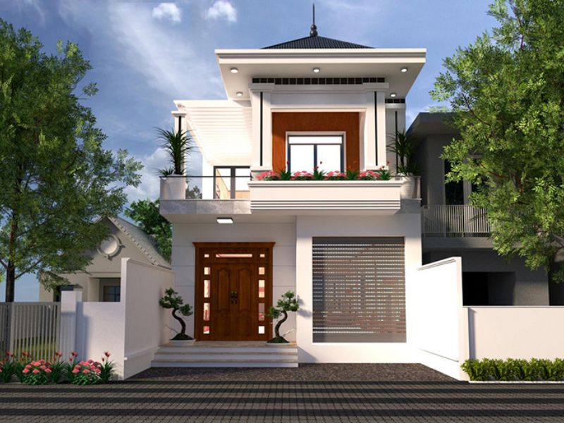 Biệt thự 2 tầng mái Nhật có gara