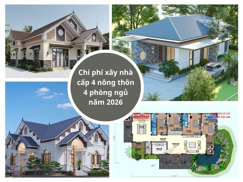 Tính toán chuẩn xác: Chi phí xây nhà cấp 4 nông thôn 4 phòng ngủ năm 2026 