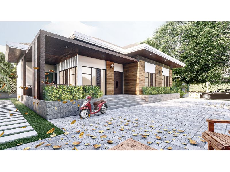 Thiết kế nhà cấp 4 kiến trúc hiện đại hoàn thiện cả sân vườn, cổng, hàng rào hết 1,47 tỷ 