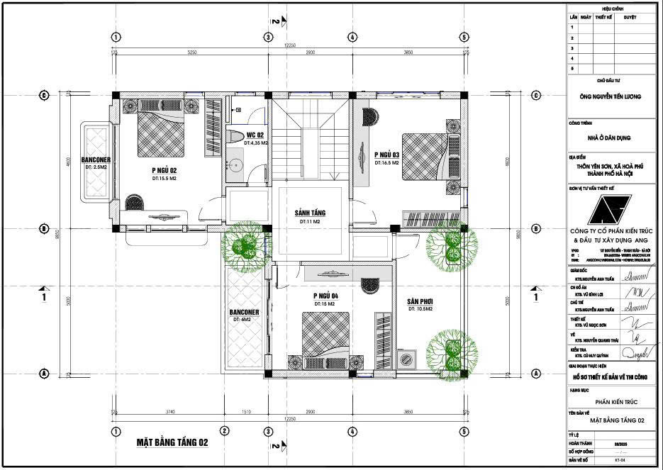 Không gian mặt bằng tầng 2 của công trình