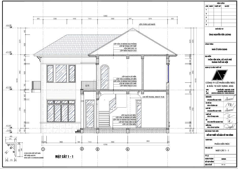 Bản vẽ mặt cắt 1 - 1