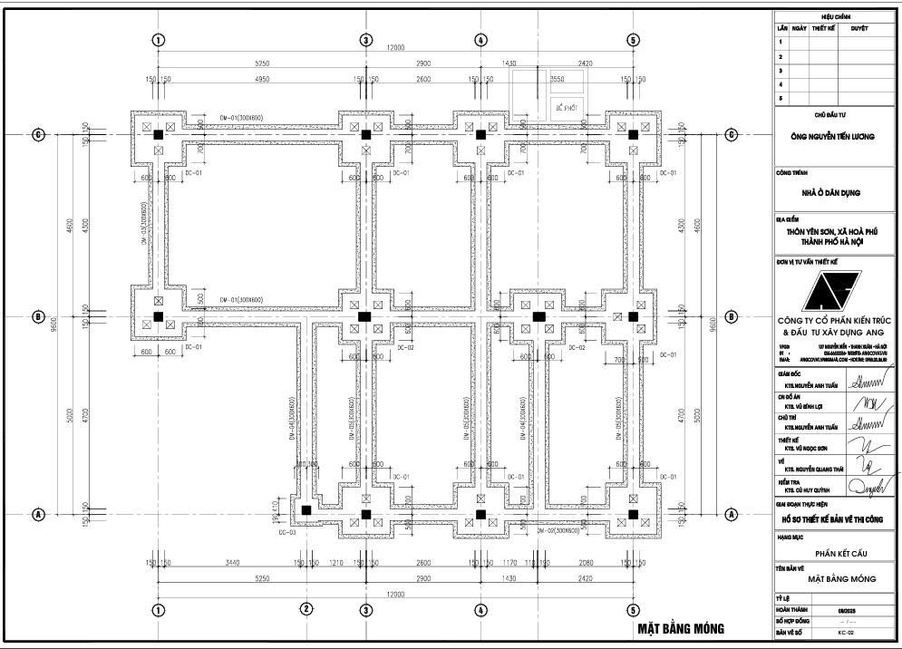 Kết cấu móng biệt thự 2 tầng 4 phòng ngủ