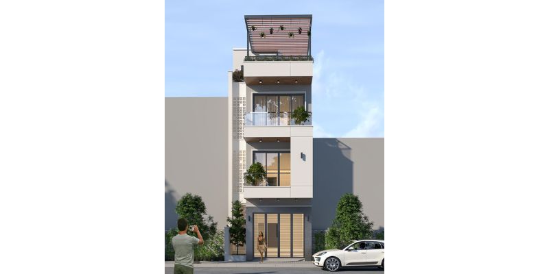 Kiến trúc nhà 3 tầng 1 tum mặt tiền 4m