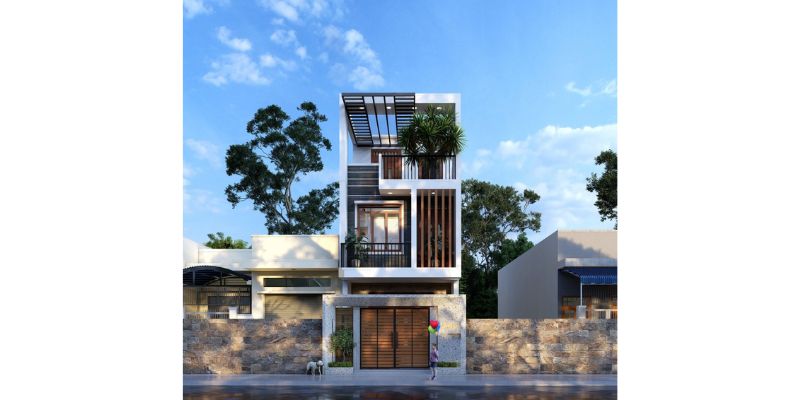 Không gian sống nhà 3 tầng hiện đại mái bằng