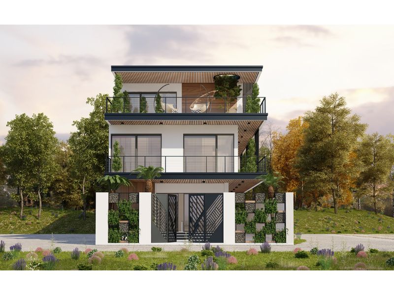 Nhà biệt thự 3 tầng mái bằng hiện đại