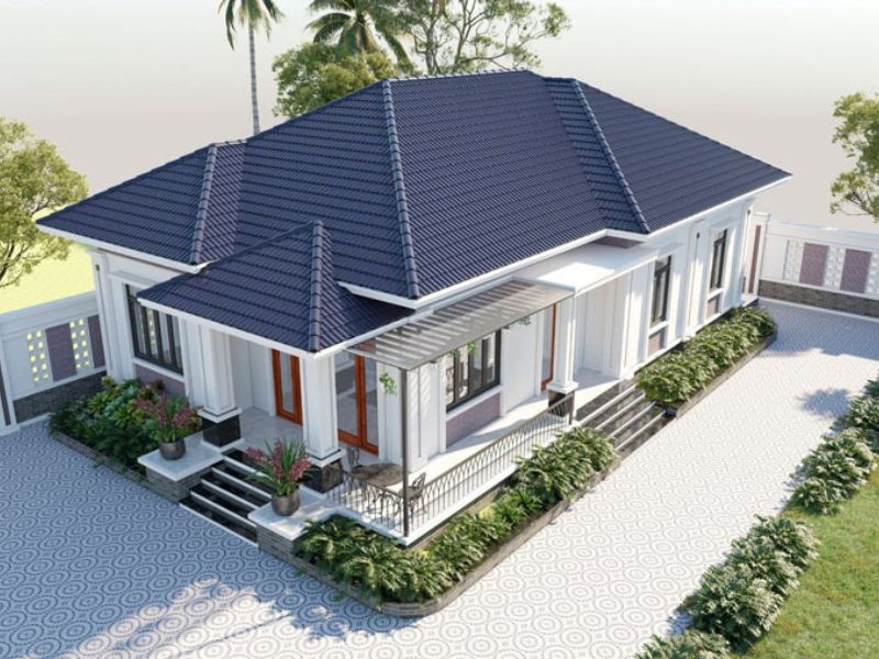 Nhà 1 tầng có gác lửng bên trong công năng hiện đại