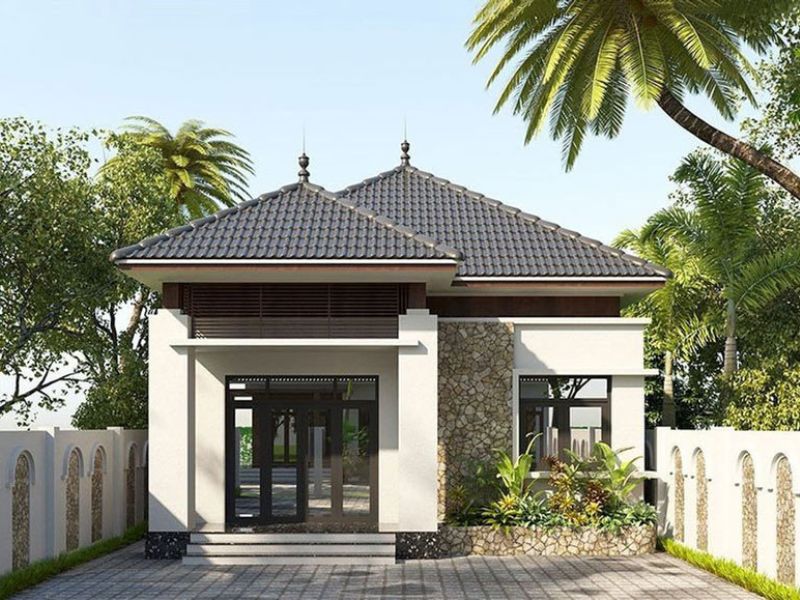 Nhà mái Nhật có bố trí gác lửng bên trong 120m2