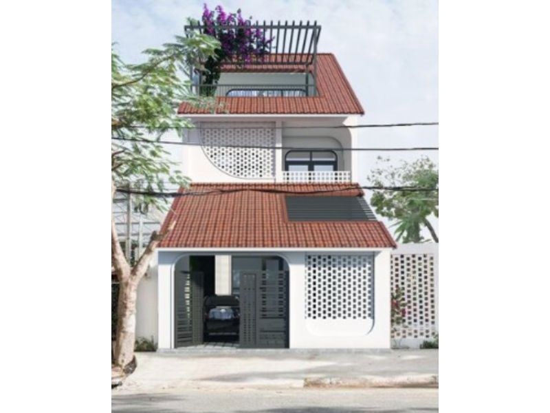 Thiết kế nhà ống 2 tầng mặt tiền 5m 90m2 độc đáo