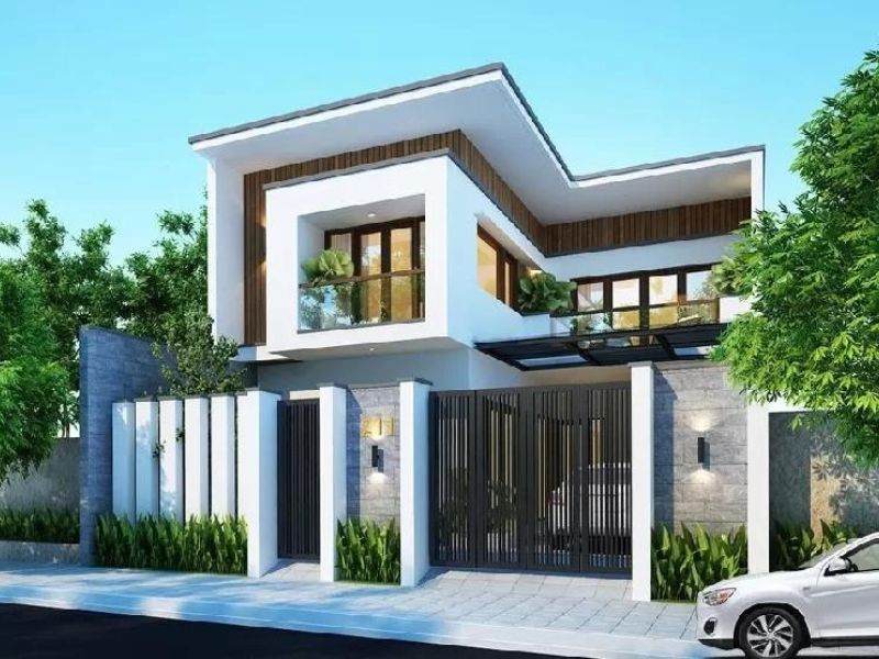 Biệt thự 2 tầng kiểu dáng chữ L 90m2