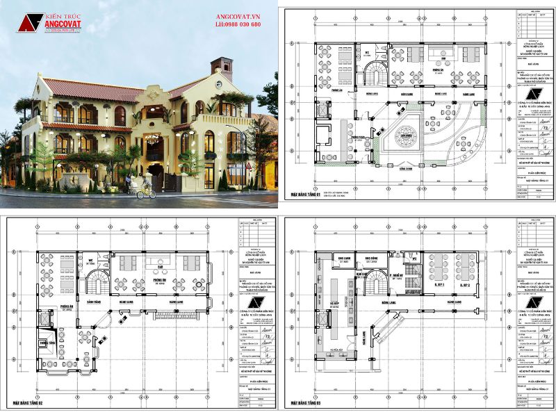 Nhà hàng 3 tầng 300m2 có giếng trời