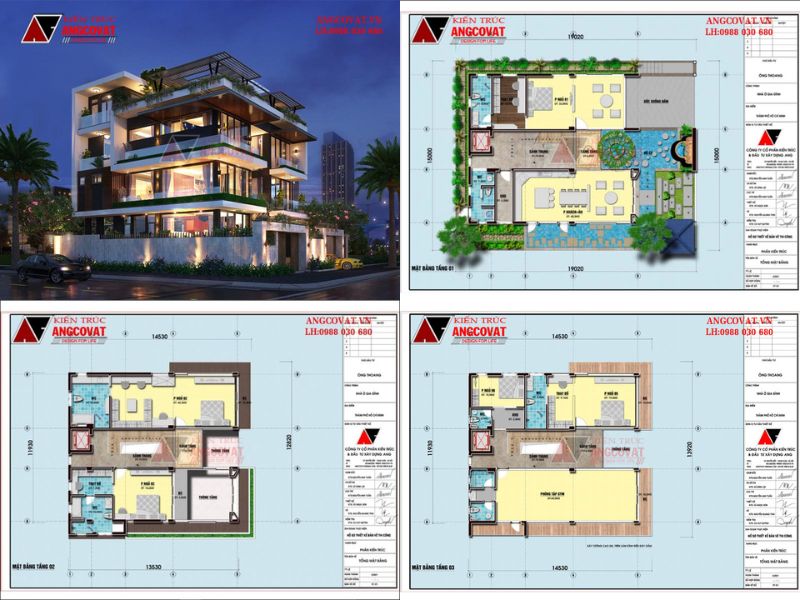 Biệt thự 3 tầng có tầng hầm và giếng trời