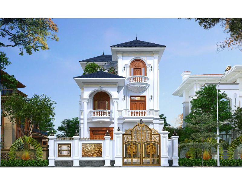 Hệ mái Nhật vừa giúp tăng tính thẩm mỹ cho ngôi biệt thự lại hỗ trợ thoát nước và chống nóng hiệu quả 